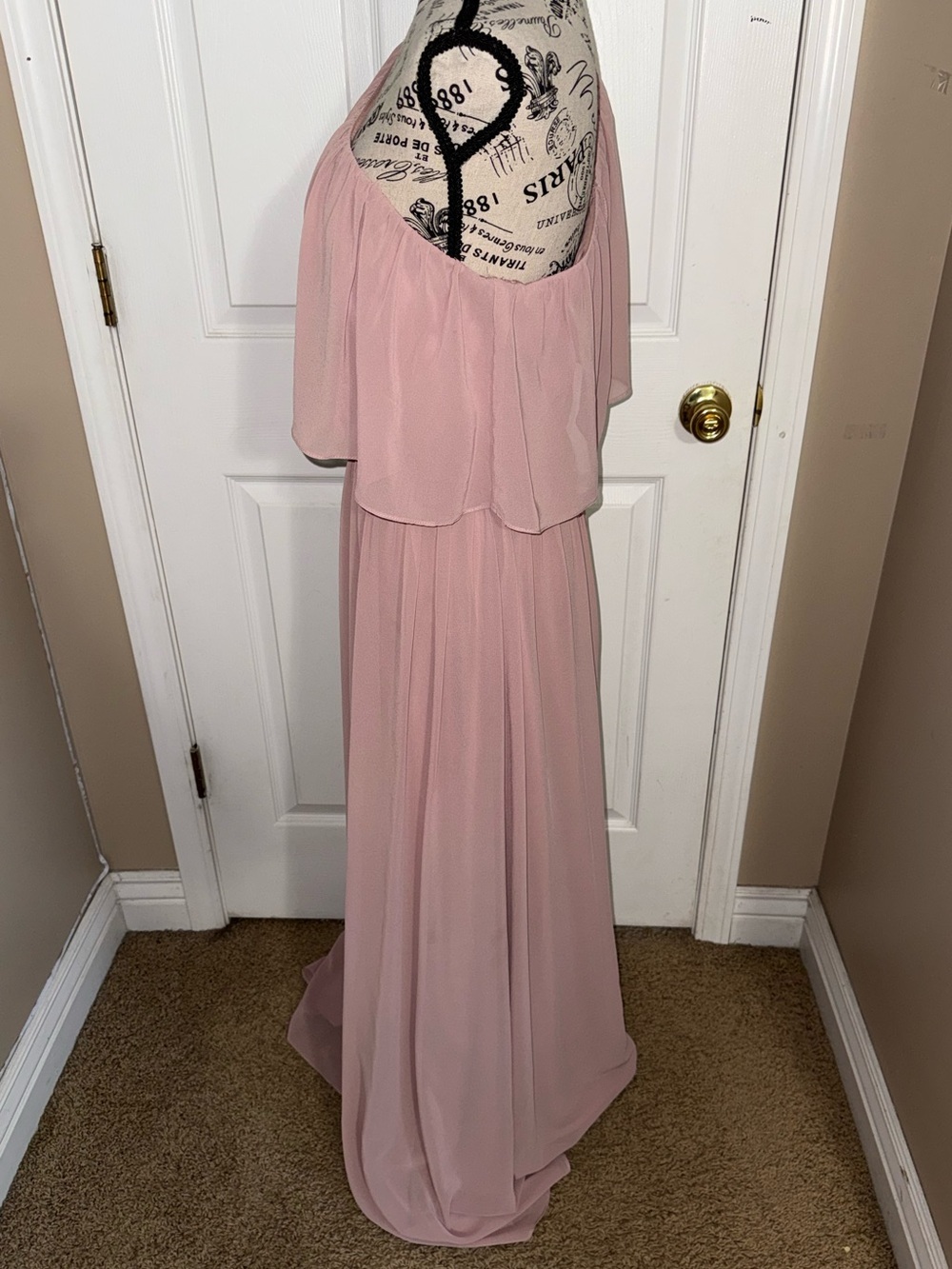 Revelry Pink One Shoulder Chiffon Bridesmaid Maxi Dress Formal Gown size 10 - Picture 5 of 9
